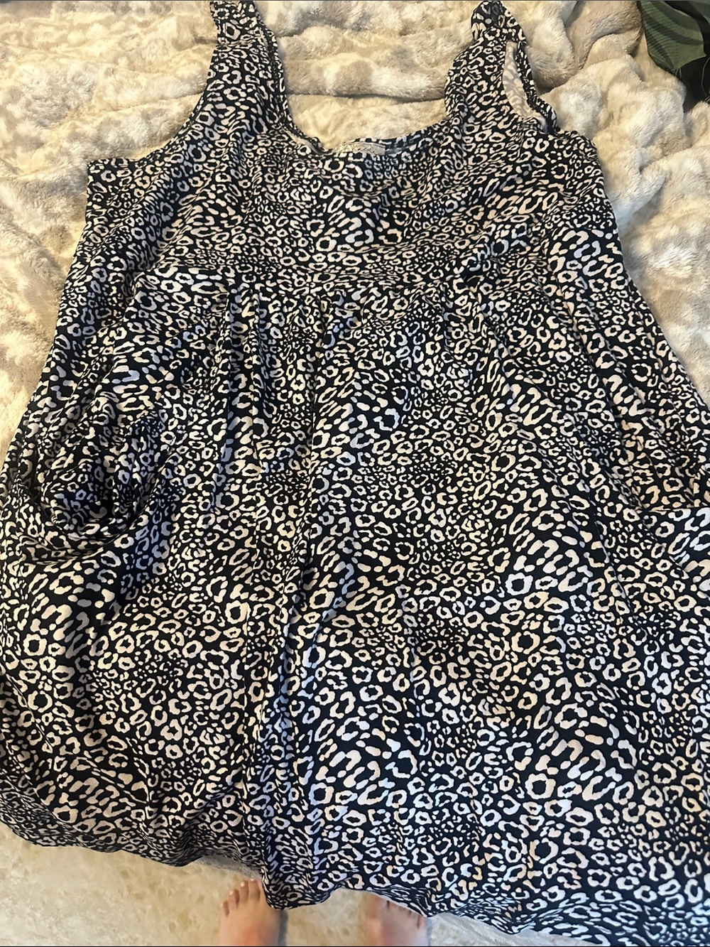 Black and White Leopard Print Sleeveless Dress